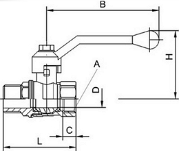Чертеж Кран шаровой ГАЛЛОП Стандарт 221 (аналог 11б27п1) Ду32 Ру16 муфтовый с рычагом
