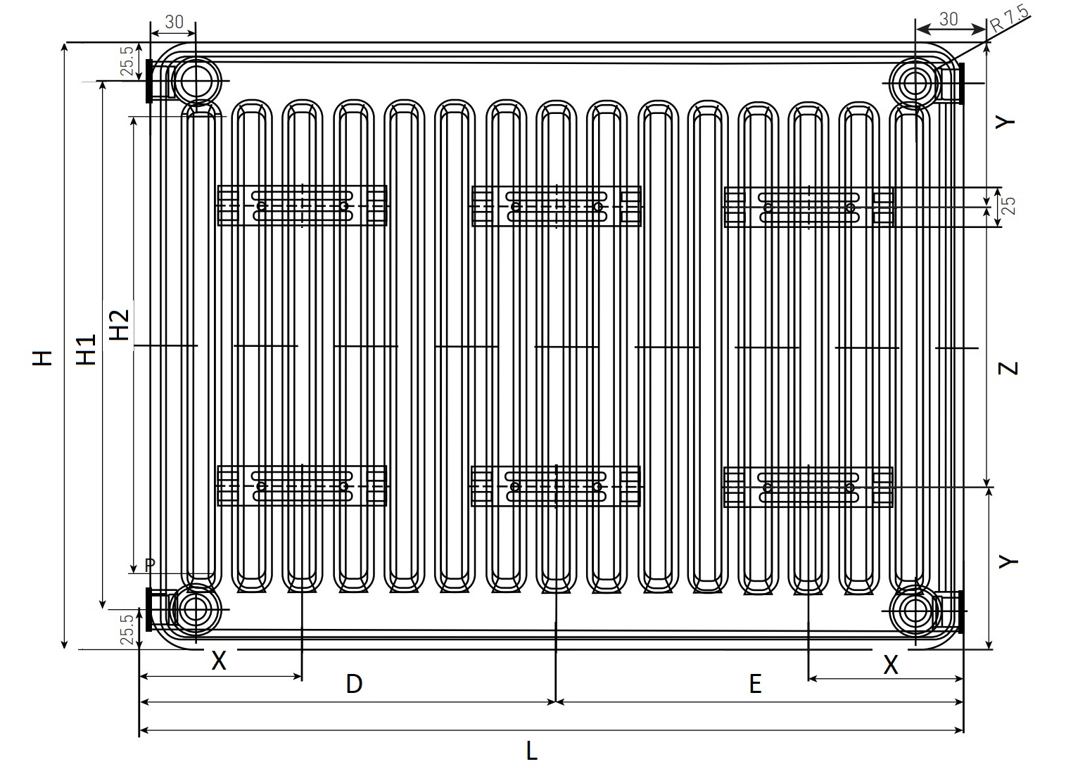 Радиатор панельный Oasis Pro PB 33-5 500x2100 мм настенный, теплоотдача - 7.182 кВт, высота - 500 мм, ширина 2100 мм, количество панелей - 3, присоединение резьбовое - 1/2