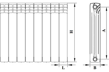 Радиаторы биметаллические секционные Benarmo BM 500/78 S19 4-12 секций RAL 9016 (цвет: белый), боковое подключение, универсальное