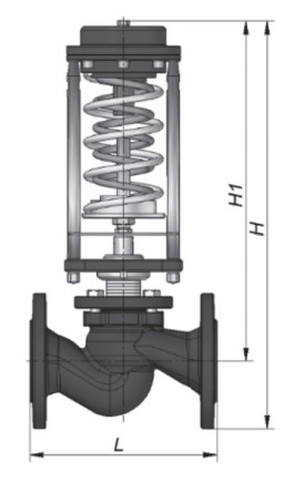 Регулятор давления Broen TD57-FA-065 ″до себя″ Ду65 Ру16, с импульсной трубкой и фитингом, диапазон настройки - 0.6-3 бар, фланцевые, корпус - чугун