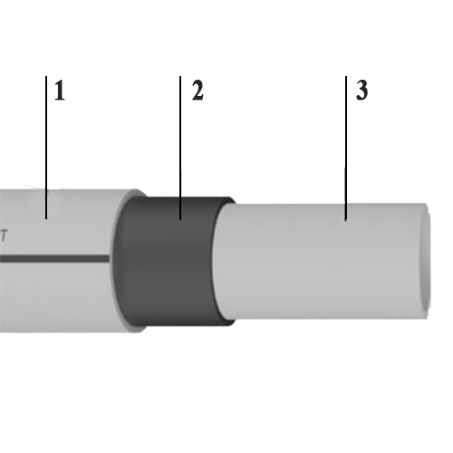 Эскиз материалов трубы полипропиленовой Ekoplastik Fiber Basalt Plus PP-RCT Дн32x4.4 S3.2 Pу28, длина 4 м