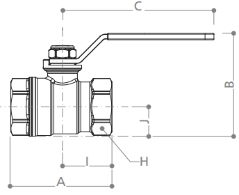 Эскиз Кран шаровой Giacomini R250D 3″ Ду80 Ру28 стандартнопроходной, хромированный, внутренняя резьба, ручка-рычаг (R250X010)