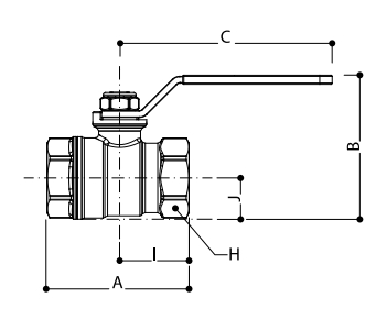 Эскиз Кран шаровой Giacomini R850 3″ Ду80 Ру28 полнопроходной, хромированный, внутренняя резьба, ручка-рычаг (R850X030)