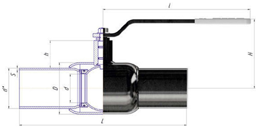 Кран шаровой ALSO КШ.П.040.40-02 Ду40 Ру40 стандартнопроходной, присоединение - под приварку, корпус - сталь 09Г2С, уплотнение - PTFE, управление - ручка/рычаг