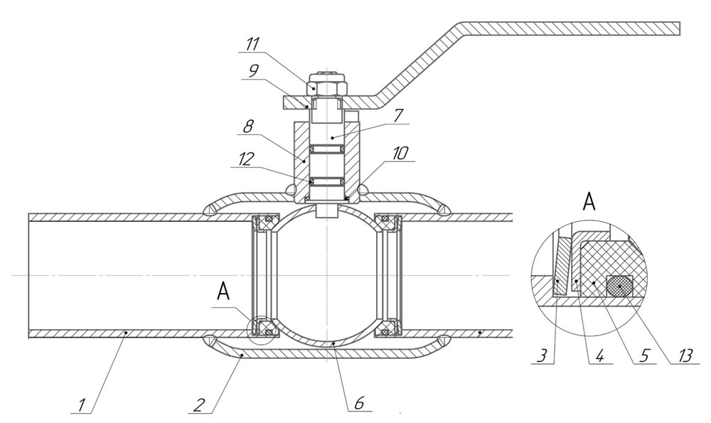 Кран шаровый LD КШ.Ц.П.Э.Н/П.02.R Ду125 Ру25, стандартнопроходный, регулирующий, корпус - сталь 20, уплотнение - EPDM, под приварку, под электропривод
