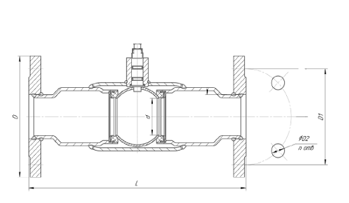 Кран шаровый LD КШ.Ц.Ф.Э 1 1/4″ Ду32 Ру40 фланцевый, полнопроходной, под электропривод, корпус - сталь 20