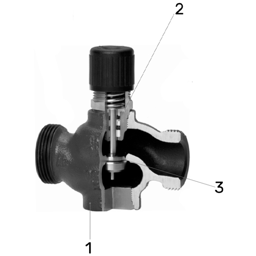 Клапан регулирующий двухходовой LDM RV111R 233-T 3/4″ Ду20 Ру16, резьбовой, корпус – серый чугун EN-JL 1030, Tmax до 150°С, Kvs=6.3 м3/ч