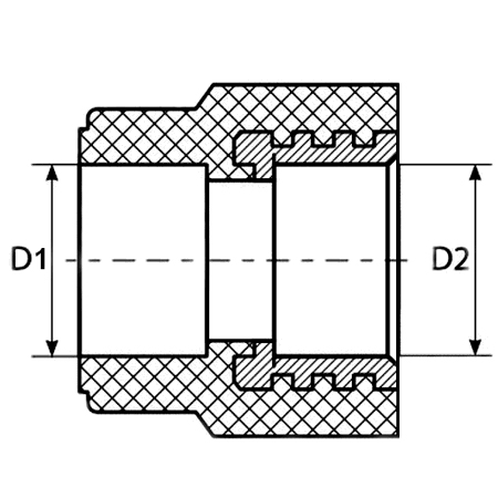 Муфта полипропиленовая PPRC комбинированная MeerPlast Дн25x1/2” Ру25 внутренняя резьба / под приварку серая