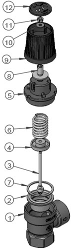 Клапан предохранительный MVI SE.6 1/2″ Ду15 Ру10 латунный, угловой, внутренняя резьба, настроечное давление 1.5 бар