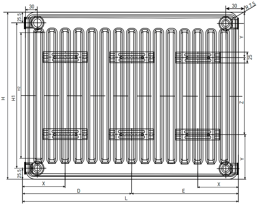 Радиатор стальной панельный Oasis Pro PB 10-5 500x2000 мм настенный, теплоотдача - 1722 Вт, присоединение резьбовое - 1/2″, подключение - боковое, цвет - белый RAL 9016, гигиеническое исполнение