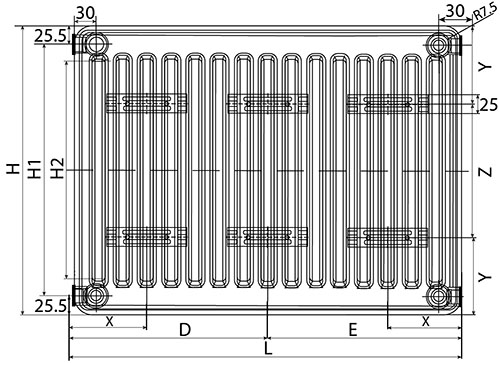 Радиатор стальной панельный Oasis Pro PB 22-5 500x2800 мм настенный, присоединение 1/2″, боковое подключение, белый