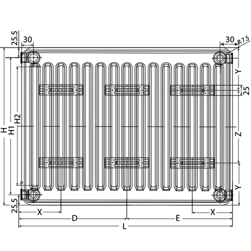 Радиаторы стальные панельные Oasis Pro PN 22-4 400x400-3000 мм настенные, присоединение резьбовое - 1/2″, подключение - нижнее, белый