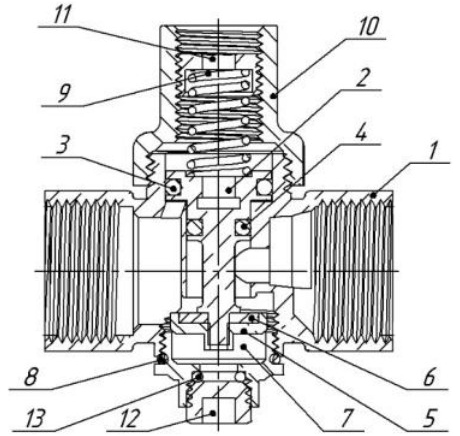 Регулятор давления бытовой Пензапромарматура РДП 3/4″ Ду15 Ру16 поршневой с выходом под манометр G1/4″, таблица фигур 21Б7р корпус - латунь, внутрення резьба, диапазон настройки 0.1-0.45 Мпа