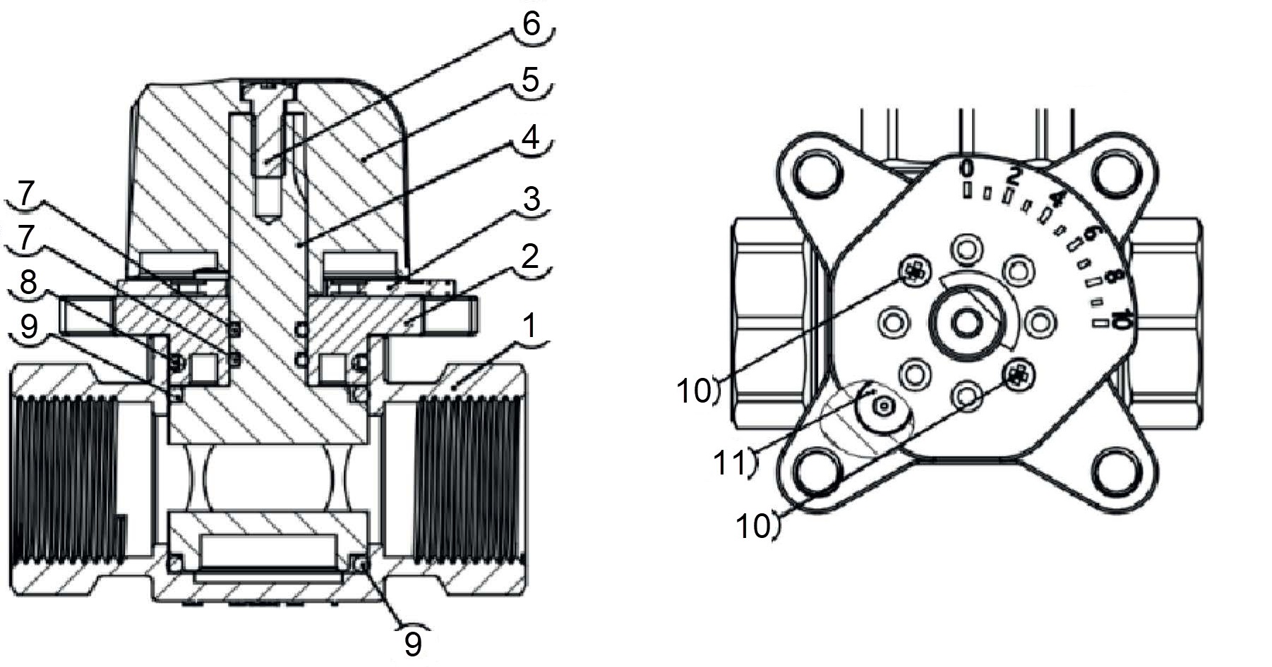 Клапаны запорно-регулирующие ROMMER RVM-0003 1/2″-2″ Ду15-50 Ру10 Kvs 2,5-40 корпус - латунь, уплотнение – EPDM, трехходовые, сместительные, поворотные