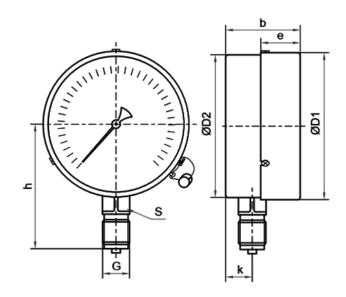 Манометры Росма ТМ-510Р (16-60МПа) общетехнические, радиальное присоединение,  класс точности 1.5