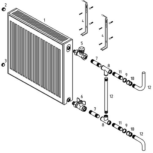 Радиаторы панельные Royal Thermo COMPACT C22-400 Noir Sable 0.728-5.46 кВт настенные, длина 400 – 3000 мм, присоединение резьбовое - 1/2″, подключение - боковое, универсальное, стальные, цвет – черный