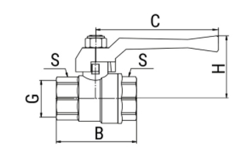 Эскиз Кран шаровой 11б27фт1М VALFEX OPTIMА 1/2″ Ду15 Ру16 полнопроходной, никелированный, внутренняя резьба, ручка-рычаг (VF.214.NLR1.012)