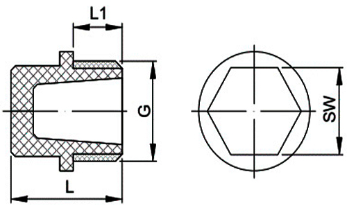 Заглушки полипропиленовые PP-R VALFEX Дн20-32 Ру25 наружная резьба, серые