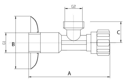 Вентиль Valtec VT.281.GBC 1/2″х1/2″ Ду15х15 Ру8 для подключения сантехнических приборов, для гибкой подводки 1/2″, наружная / наружная резьба, корпус - латунь