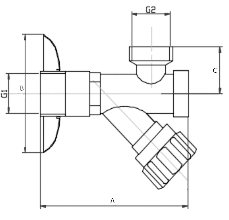 Вентиль Valtec VT.282.GBC 1/2″х 3/8″ Ду15х10 Ру8 с фильтром для подключения сантехнических приборов, для гибкой подводки 3/8″, наружная / наружная резьба, корпус - латунь