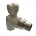 Клапан запорный РосТурПласт 1/2″ Дн20 Ру25 НР угловой, материал - PP-R, тип присоединения - резьбовое - внутренняя пайка, цвет - серый, для радиатора